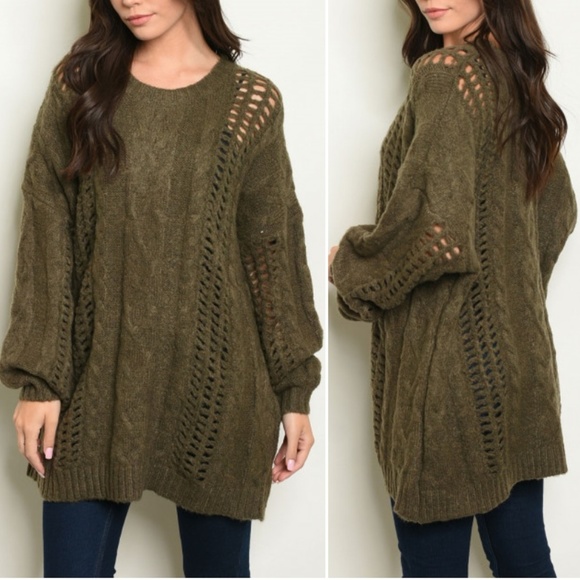 Trend Setter Diva Boutique Sweaters - OLIVE TUNIC SWEATER TOP
